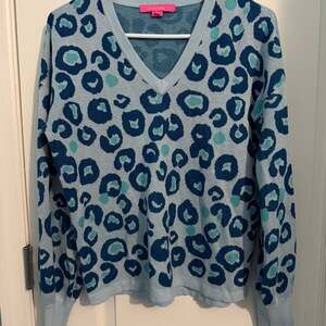 Lilly Pulitzer Skim Blue Don't Be A Cheetah Jasmina V-Neck Sweater